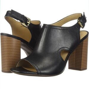 Geox Respira Women’s Audalies Black Open Toe Block Heel Sandals Size 36.5 EU